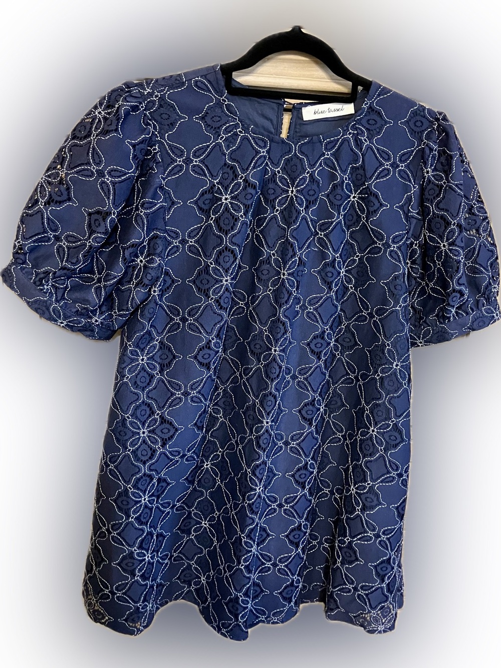 Blue Embroidered Mini Dress by Blue Tassel for Anthropologie